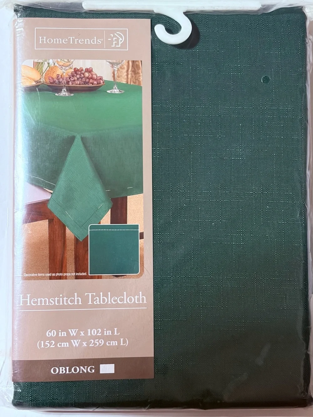 Home Trends Hemstitch Green Tablecloth 60 x 102 Oblong Polyester New In Package